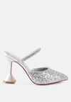 London Rag Iris Glitter Spool Heel Sandal In Grey