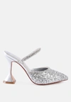 London Rag Iris Glitter Spool Heel Sandal In Silver