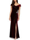 Alex Evenings Womens Velvet Off-the-shoulder Evening Dress In Pink