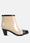 London Rag Mizzle Smart Block Heel Rainboots In Beige