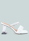 London Rag Date Look Clear Heel Rhinestone Sandals In White