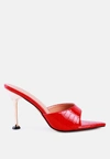 London Rag French Cut High Heel Croc Slides In Red