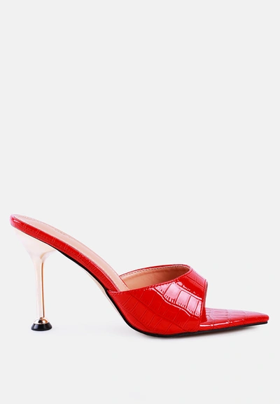 London Rag French Cut High Heel Croc Slides In Red