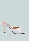 London Rag French Cut High Heel Croc Slides In White