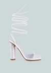 London Rag Scansta Lace Up Diamante High Heel Sandal In White