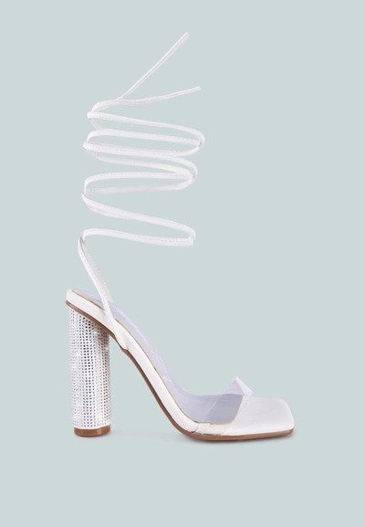 London Rag Scansta Lace Up Diamante High Heel Sandal In White