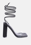 London Rag Scansta Lace Up Diamante High Heel Sandal In Black