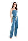 London Rag Lace Up Denim Trousers In Blue