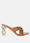 London Rag Evelane Metallic Chain Heeled Diamante Sandals In Multi
