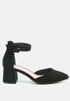 London Rag Low Heel Ankle Strap Block Sandal In Black