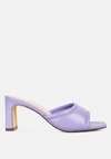 London Rag Celine Quilted Block Heeled Sandals In Purple