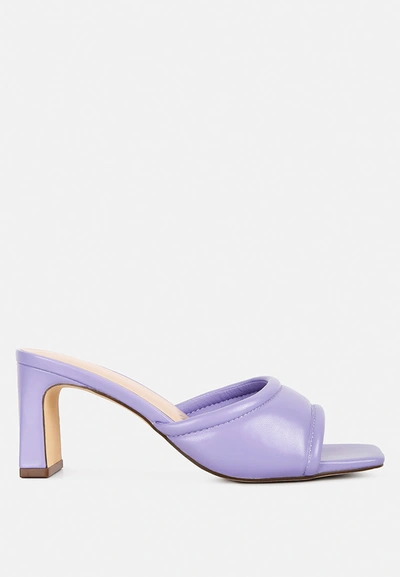 London Rag Celine Quilted Block Heeled Sandals In Purple