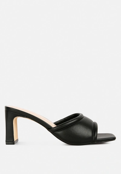 London Rag Celine Quilted Block Heeled Sandals In Black