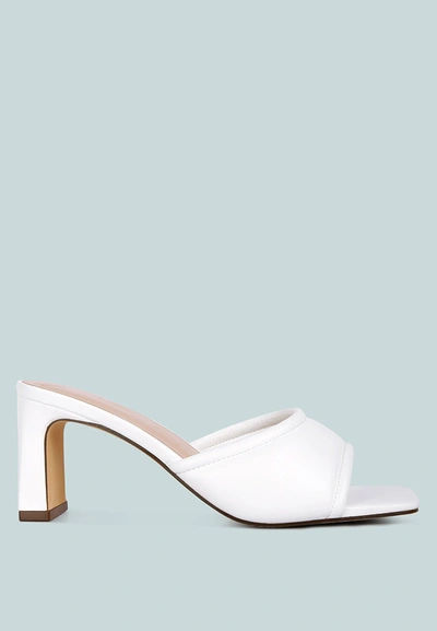 London Rag Celine Quilted Italian Block Heel Sandals In White