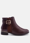 London Rag Frothy Buckled Ankle Boot With Croc Detail In Brown