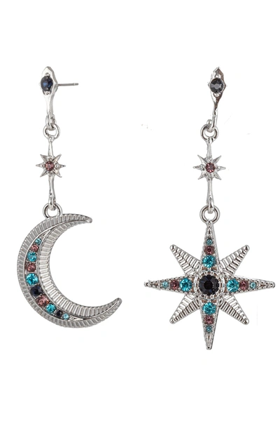 Eye Candy La Crystal Sun And Star Drop Earrings In Silver