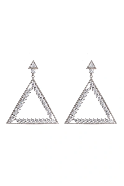 Eye Candy La Leah Cz Crystal Triangle Earring In Silver