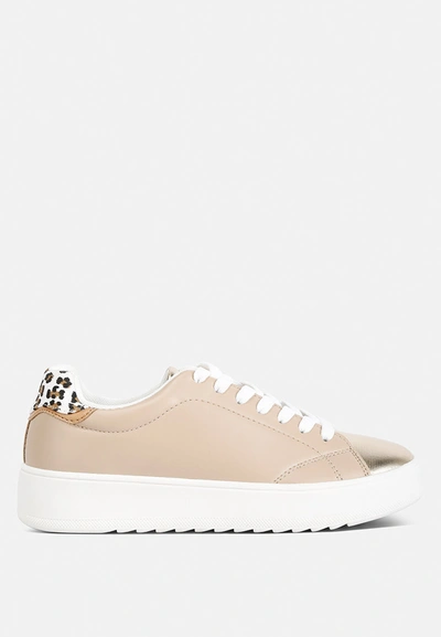 London Rag Dory Metallic Accent Sneakers In Beige