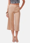 London Rag High Rise Cropped Culottes Trousers In Beige