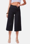 London Rag High Rise Cropped Culottes Trousers In Black