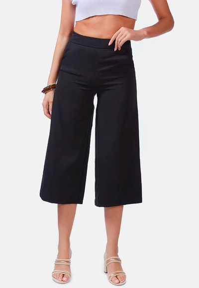 London Rag High Rise Cropped Culottes Trousers In Black