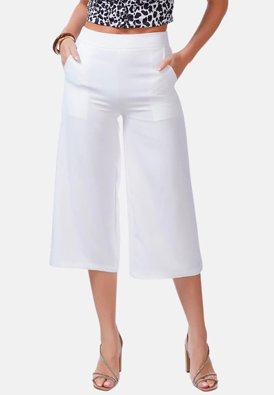 London Rag High Rise Cropped Culottes Trousers In White