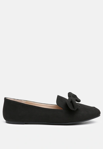 London Rag Remee Front Bow Loafers In Black