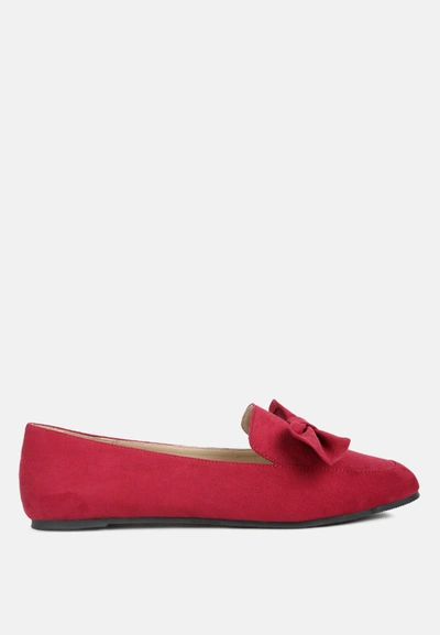 London Rag Remee Front Bow Loafers In Red