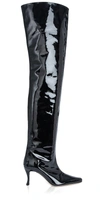 By Far Stevie Patent-leather Over-the-knee Boots In Black