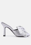 London Rag Wonderbuz High Heeled Bow Slider Sandals In Silver