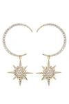 Eye Candy La Amber Moon Star Cz Crystal Drop Earring In Gold
