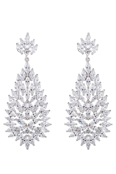 Eye Candy La Sofia Cz Crystal Glam Drop Earring In Silver