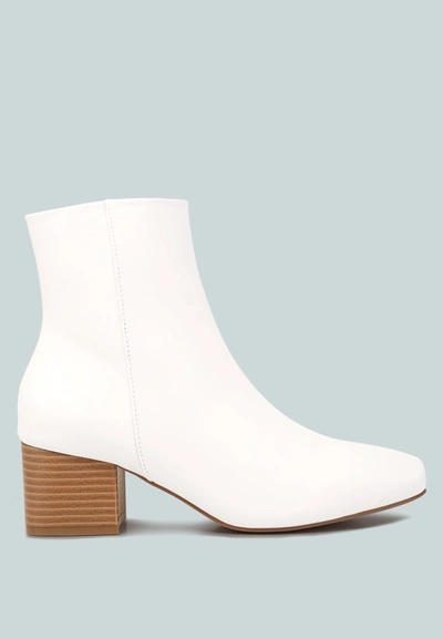 London Rag Davia Leather Square Toe Ankle Boots In White