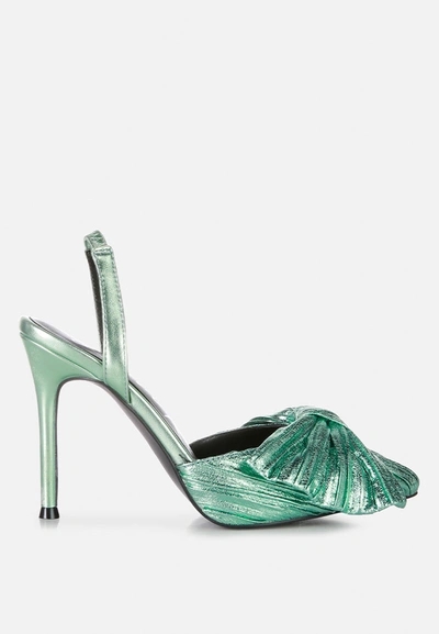London Rag Kiki High Heeled Bow Slingback Sandals In Jade Green