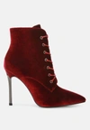 London Rag Bornsta Velvet High Heeled Velvet Boots In Red