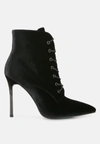 London Rag Bornsta Velvet High Heeled Velvet Boots In Black