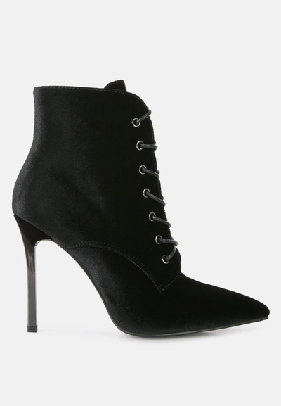 London Rag Bornsta Velvet High Heeled Velvet Boots In Black