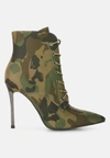 London Rag Bornsta Velvet High Heeled Velvet Boots In Green