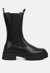 London Rag Jolt Elasticated Gussets Lug Sole Boots In Black