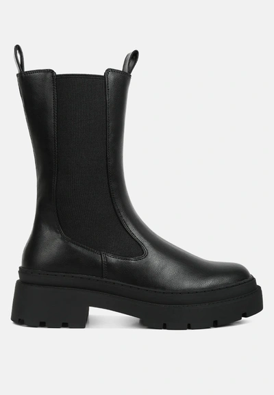London Rag Jolt Elasticated Gussets Lug Sole Boots In Black