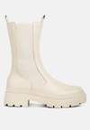 London Rag Jolt Elasticated Gussets Lug Sole Boots In White