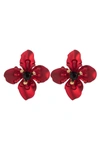 EYE CANDY LA RED JASMIN FLOWER EARRINGS