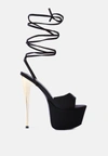 London Rag Passion Fruit Dramatic Platform Lace-up Heel Sandals In Black