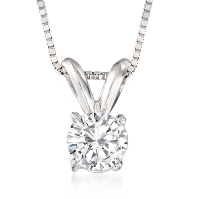 Ross-simons Diamond Solitaire Necklace In 14kt White Gold In Silver