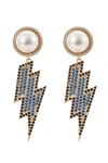 Eye Candy La Women's Luxe 18k Goldplated & Crystal Bolt Drop Earrings In Neutral