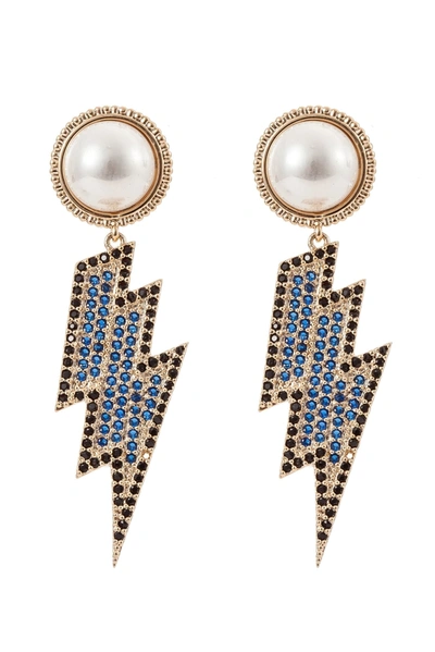 Eye Candy La Women's Luxe 18k Goldplated & Crystal Bolt Drop Earrings In Neutral