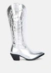 London Rag Priscilla Western Cowboy Calf Boots In Silver