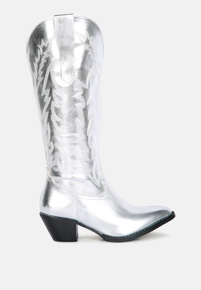 London Rag Priscilla Western Cowboy Calf Boots In Grey