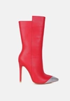 London Rag Twitch Silver Dip Stiletto Boot In Red