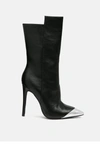 London Rag Twitch Dip Toe Stiletto Boots In Black